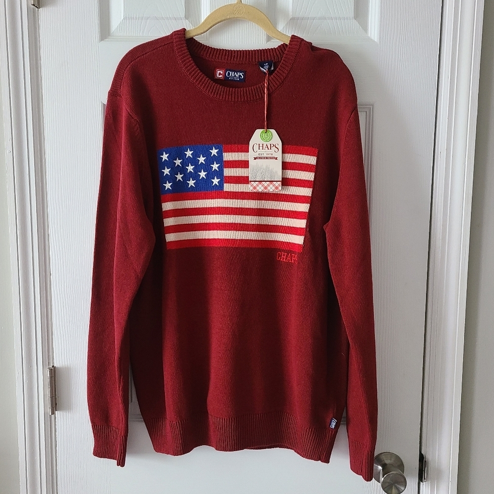 NWT Chaps American Flag Sweater - Picture 1 of 3